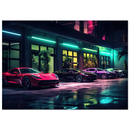 Neon-Lit Luxury Cars