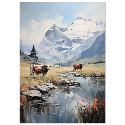Cows Amidst Alpine Splendor